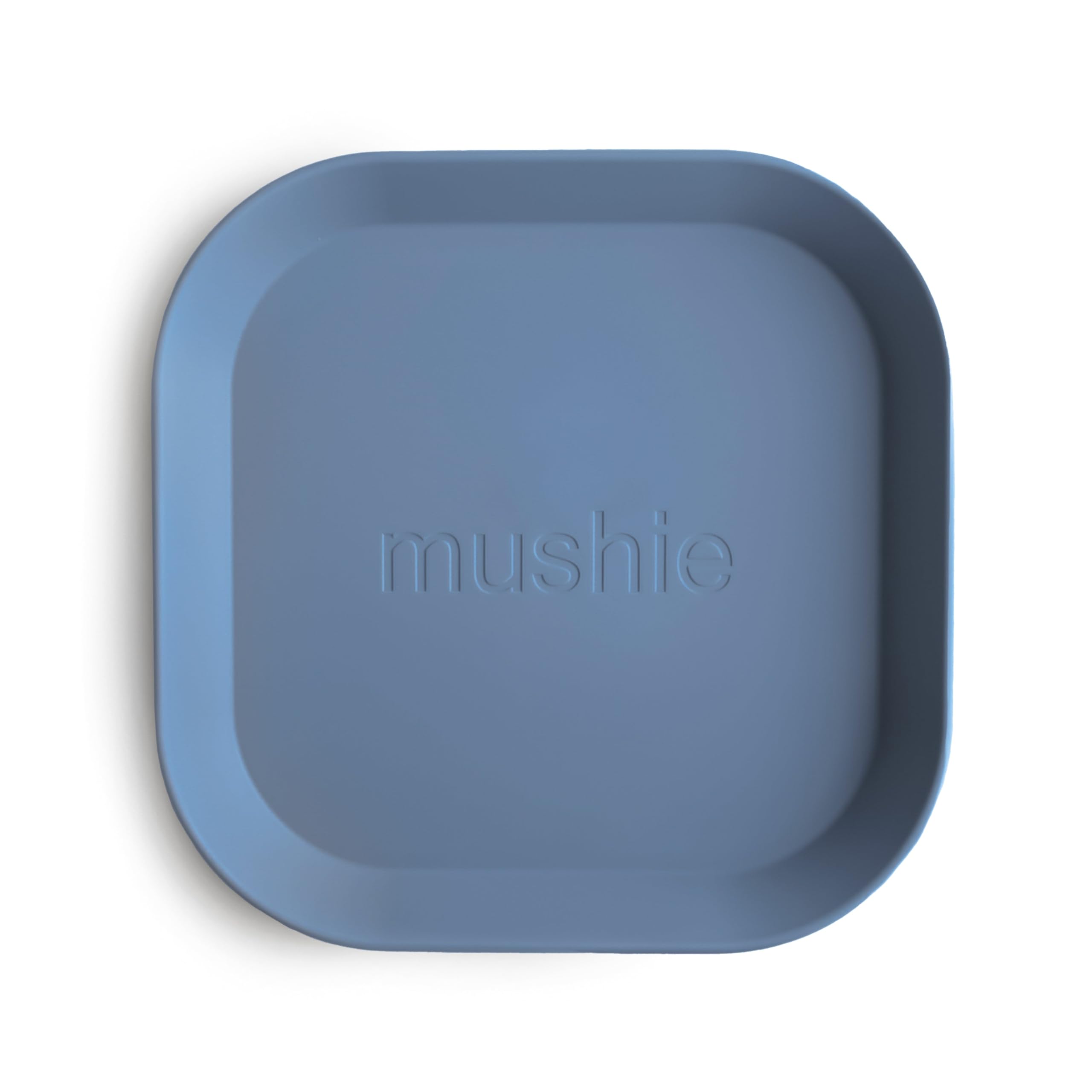 mushie Square Dinnerware Plates for Kids | Made in Denmark, Set of 2 (Twilight Blue)