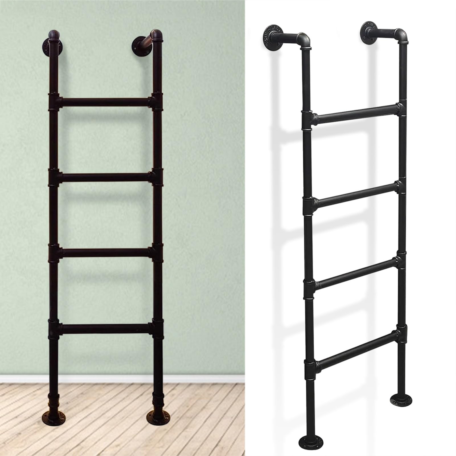 Échelle de lit superposé métal noir 109cm avec marche antidérapante murale