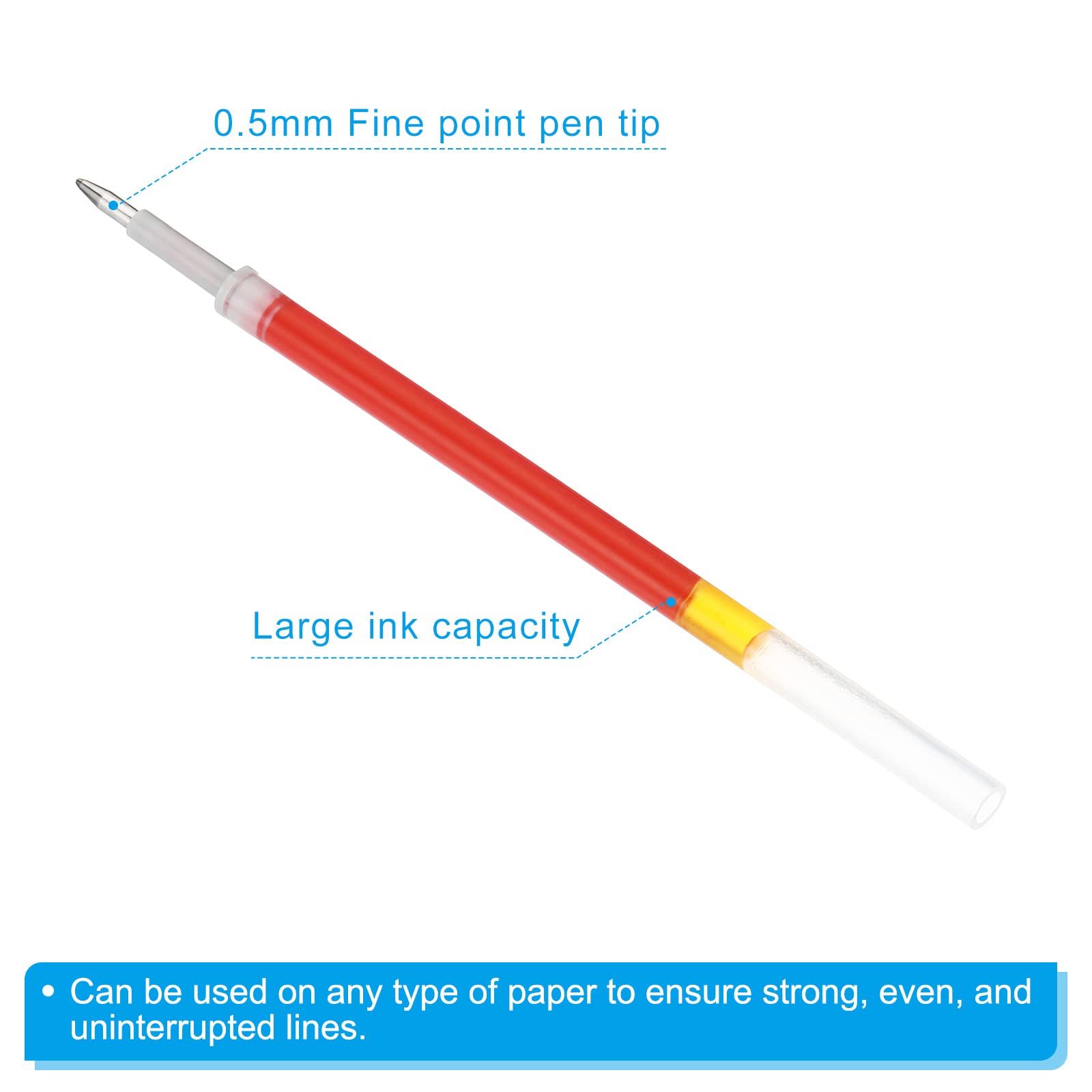 PATIKIL 0.5mm Ink Pen Refills Red - Image 4