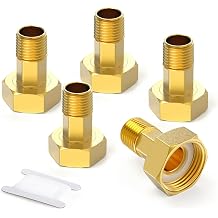 MEANLIN MEASURE 5Pcs Brass Water Meter Coupling Pipe Fittings, 1/2" Male NPT x 1" Female BSP Adapter Pipe Fitting with Seal Washer, Extended Length 55mm