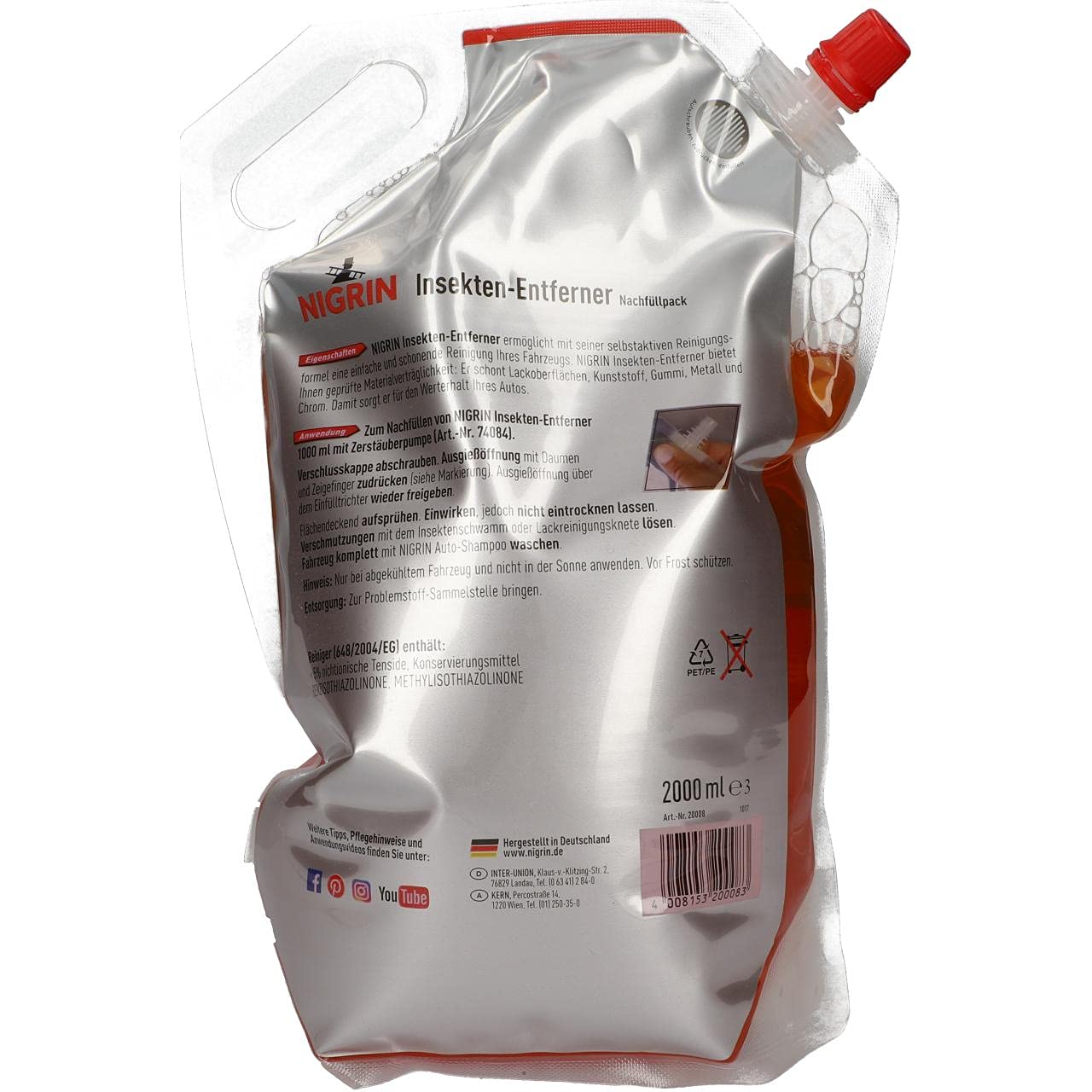 NIGRIN Rimozione di Insetti con Formula autoattiva, 2 l