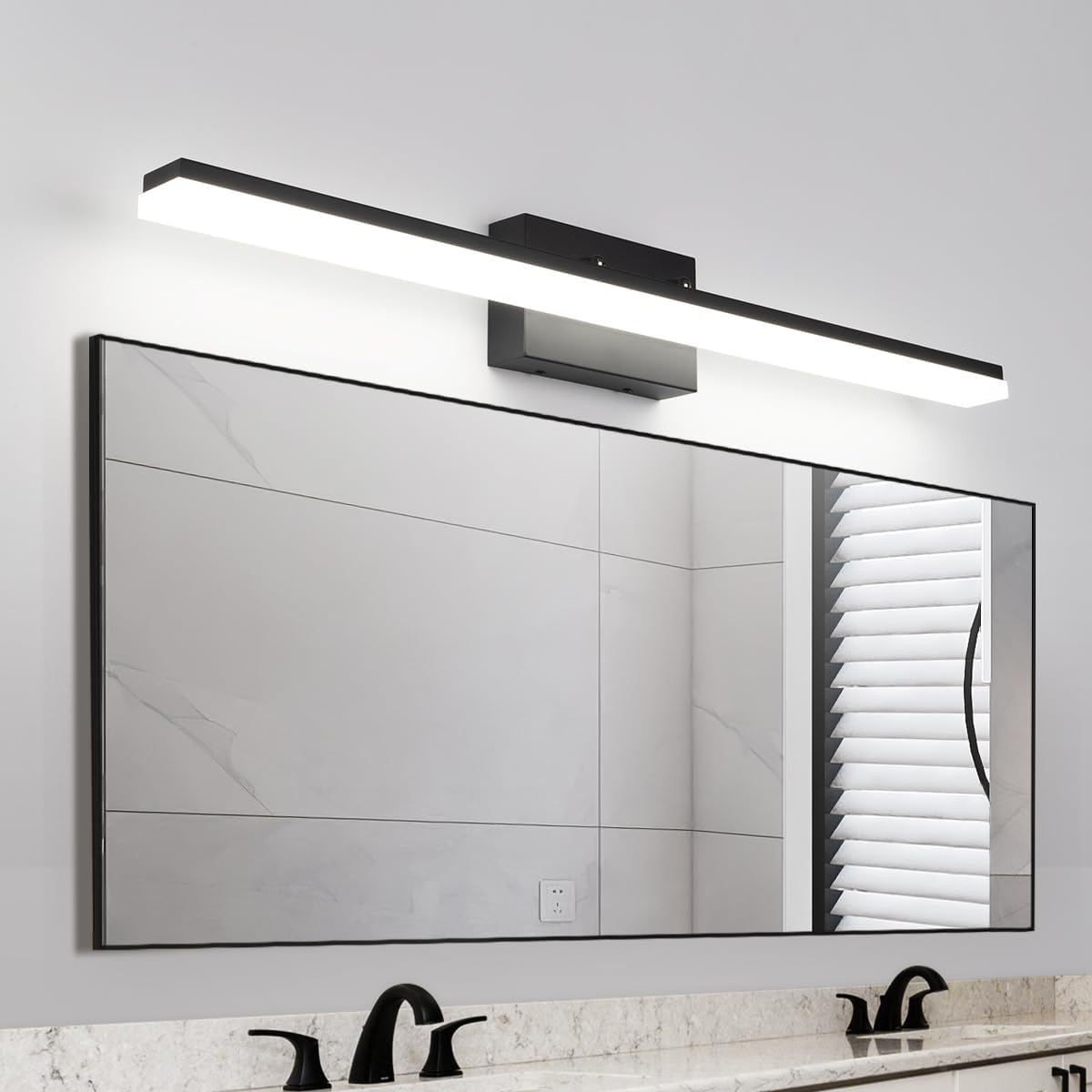 mirrea 36in Modern LED Vanity Light for Bathroom Lighting Dimmable 36w Black Painted (Cold White 5000K) Cold White 5000k 36 inches