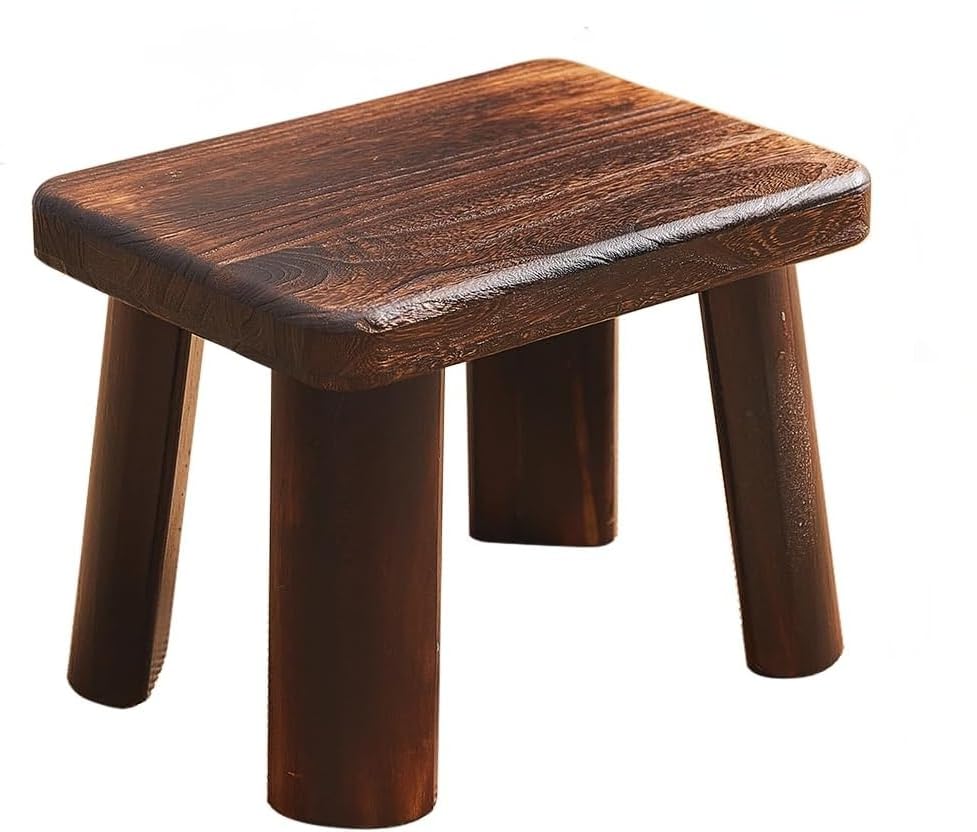 SINOBEST Wooden Stool, Rectangular Bedside Step Stool, Step Ladder for Kitchen & Bathroom, Foot Rest Stool Under Desk, Super Sturdy Hold Up to 500 LBS