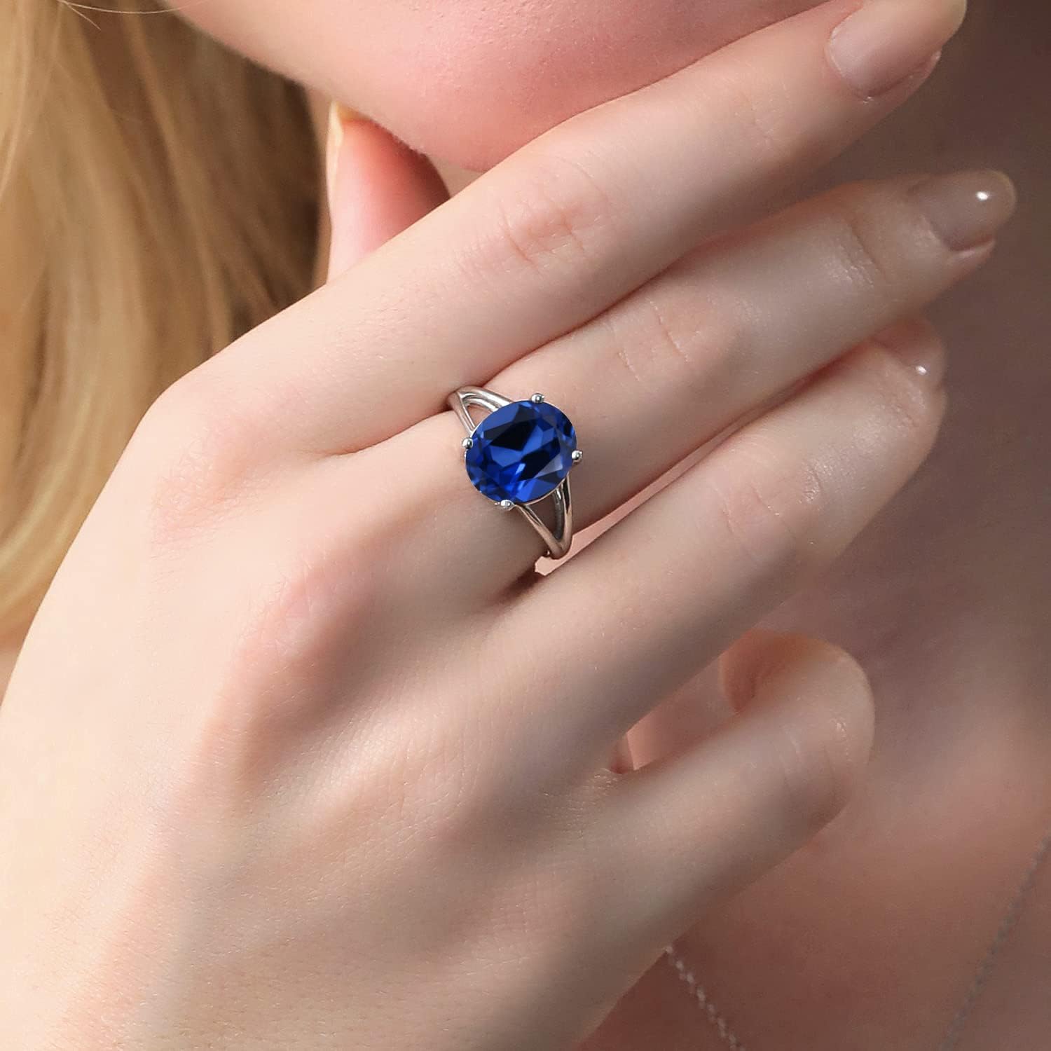 Gem Stone King 3-7 Cttw Gemstone Birthstone Solitaire Ring | 925 Sterling Silver | Oval 12X10MM | Wedding Engagement Anniversary Promise Ring For Women