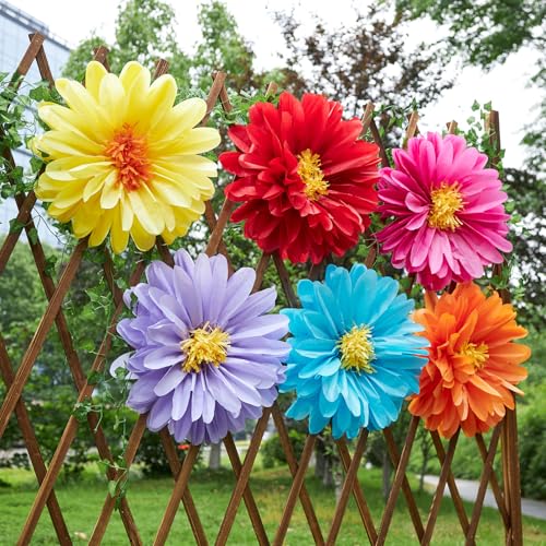Homarkable 6 Pcs Large Tissue Paper Flowers, 20 Inch Handcrafted Giant Paper Flowers for Mexican Party Summer Wedding Birthday Backdrop Baby Shower Nursery Craft Outdoor Wall Decor