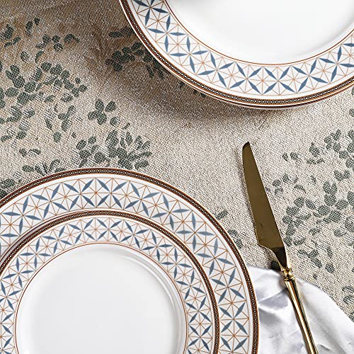 Fanquare FKT0456 18-Piece Porcelain Dinnerware Service For 6, Modern Geometric Pattern, Dishes, Bowls, Black Gold Trim Dinner Set thumb #1