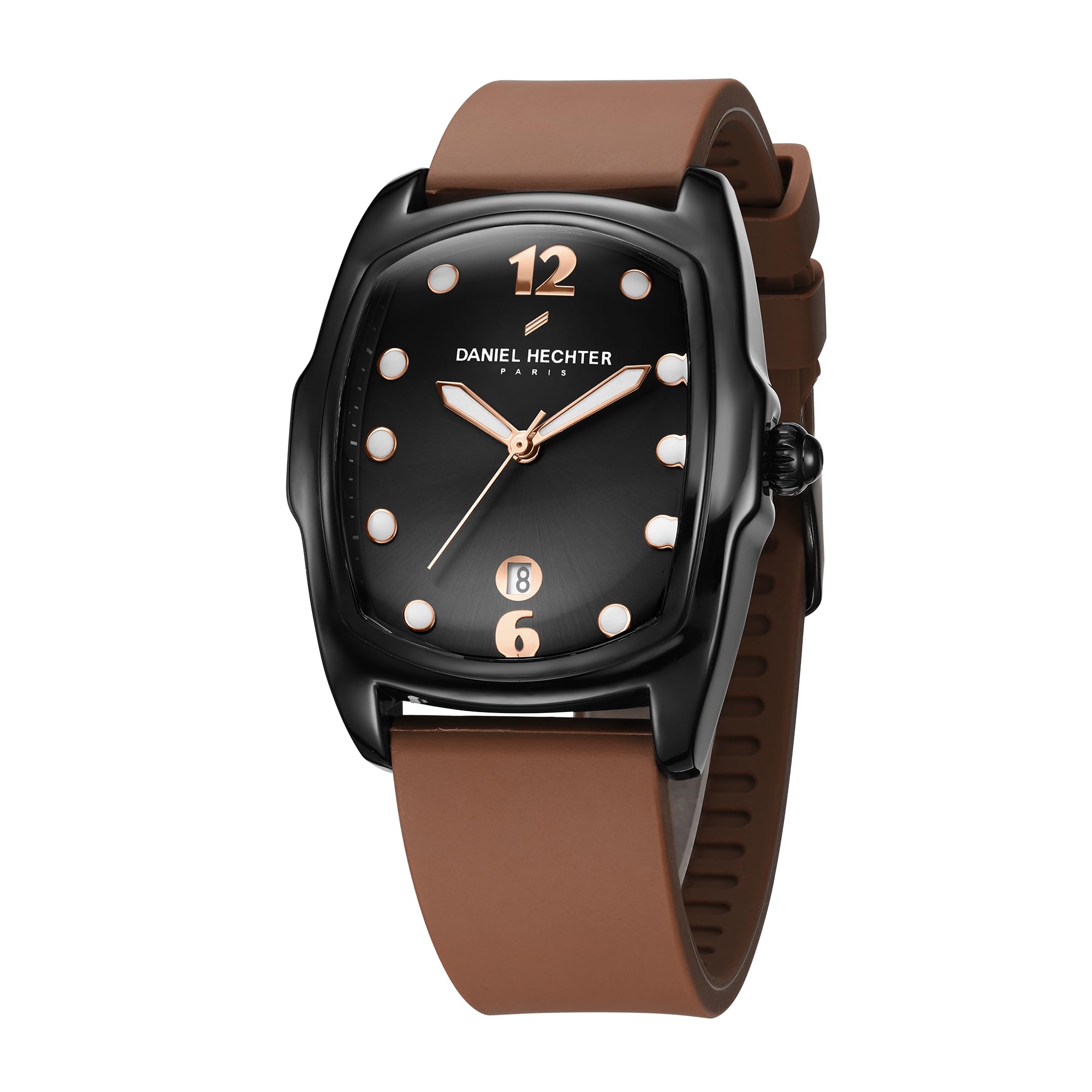 Paris Cite Collection Square Analog Watch for Men with Magnifier Dome Glass, Date Display and Silicone Strap-image-30
