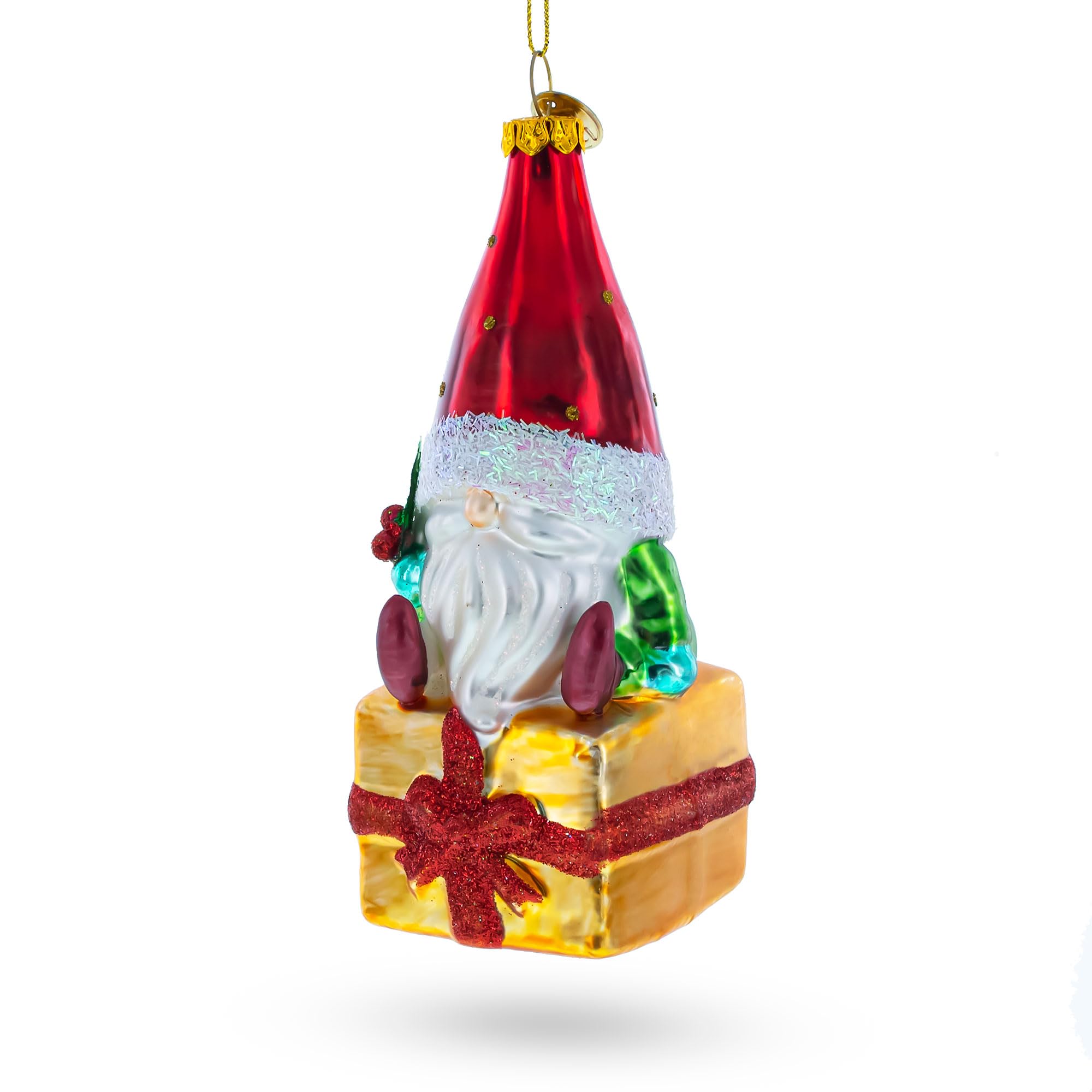 Gnome de Noël en verre soufflé : suspension sapin et décoration de fêtes