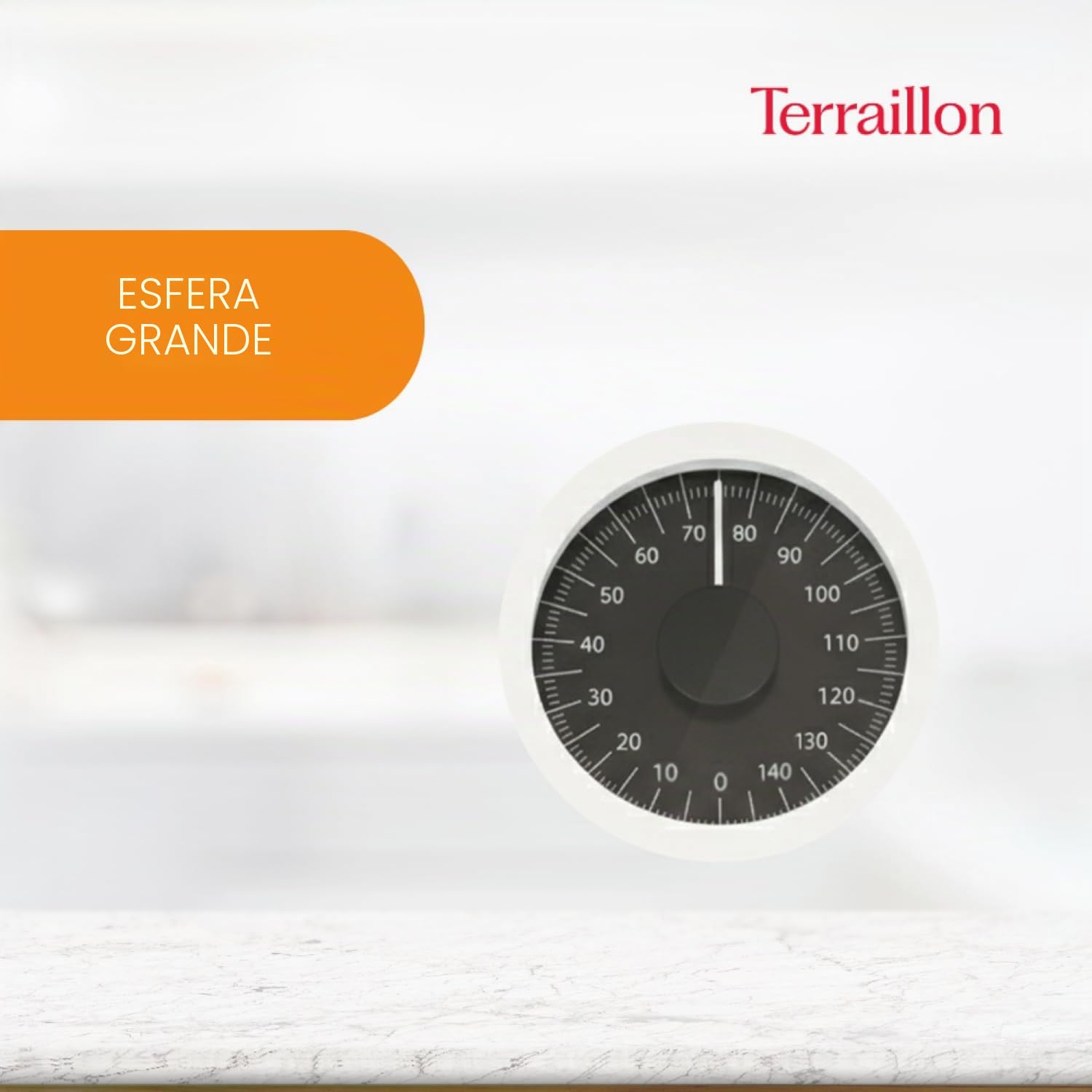 TERRAILLON - Báscula de baño mecánica - Pantalla grande, 150kg máx - Modelo 'Nautic', Blanca