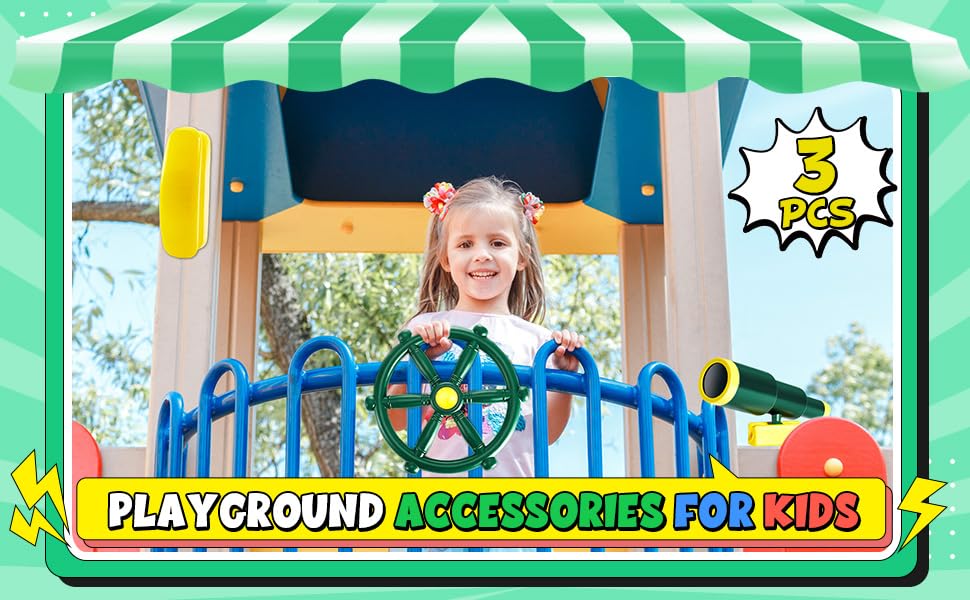 TTETTZ Ensemble balançoire pour enfants - Jouet pour téléphone - Aire de jeux - Roue de pirate - Accessoire - Cadres d'escalade pour enfants - Jaune