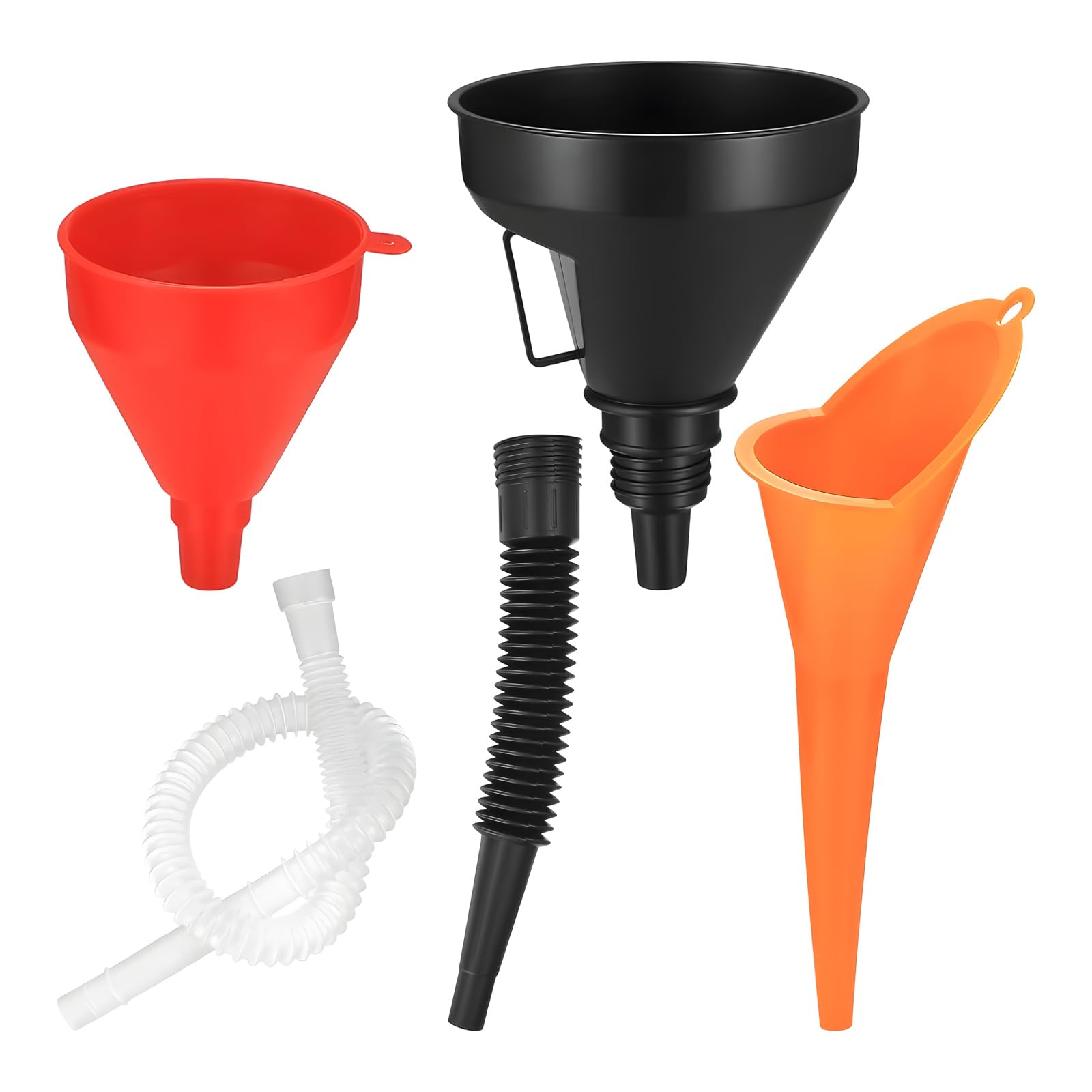 Photo 1 of NYTKL 3PCS Automotive Funnels Set, Wide Mouth Fuel Funnels with Detachable Spout and Filter, Plastic Long Neck Oil Funnel Flexible Right Angle Funnel for Gasoline Coolant Water
