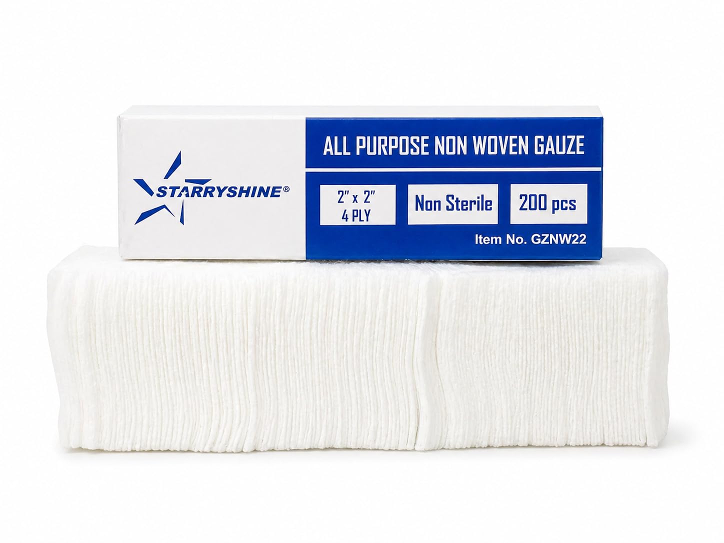 1000 PC (5 PKS) 2"X2" Non-Woven 4-Ply Dental Medical Gauze Pad, Non-Sterile All Purpose Gauze Sponges, 4-Ply Cotton Filled Sponges Provide Maximum Absorption — Amazon image 2
