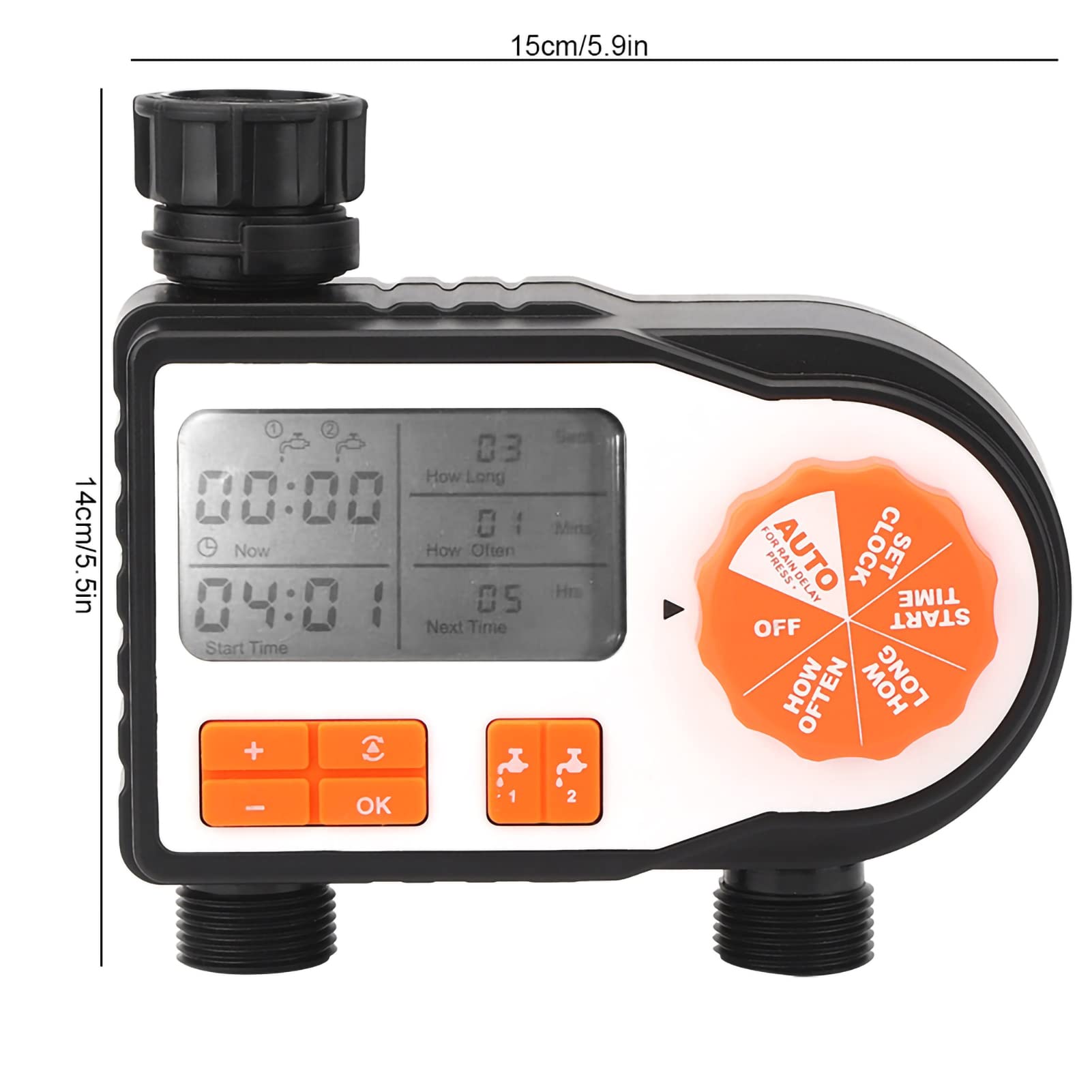 Timer per Irrigatore, Display LCD Timer Elettronico per Irrigazione da Giardino Regolatore di Irrigazione per Irrigazione Automatica per Serra da Cortile per Terreni Agricoli