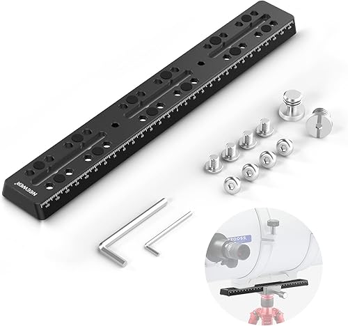 NEEWER Placa de cola de milano estilo Vixen de barra de riel de 11.8 "300 mm, Sillín de placa de montaje de metal con M6 14 "38 "tornillo de cámara