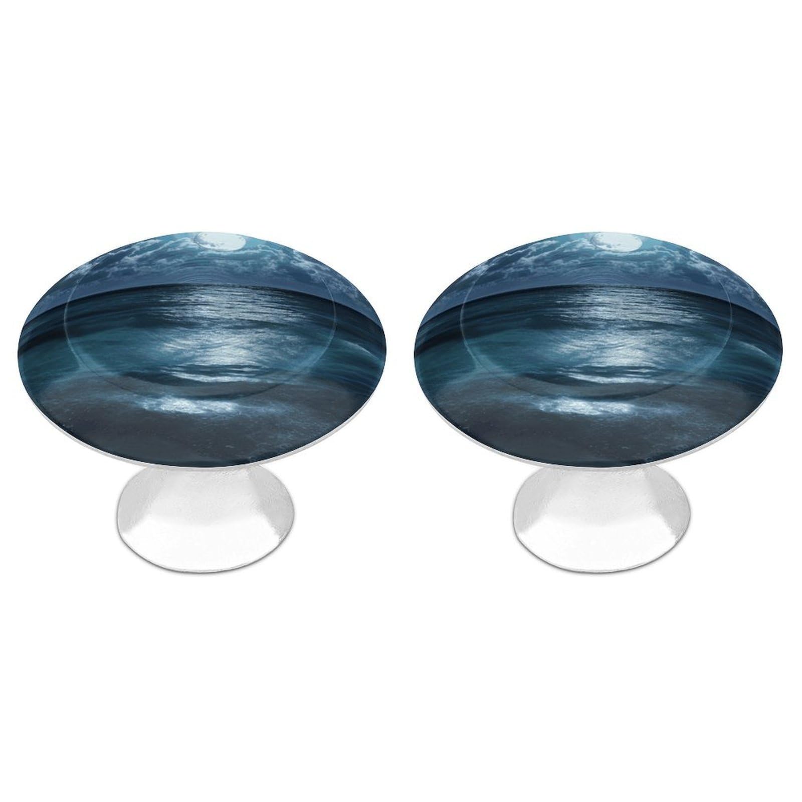 FekiLoot Sea and Moon Cabinet Knob Kitchen Drawer Knob Stainless Steel Round Drawer Pulls Modern Cabinet Hardware Vintage Dresser Drawer for Kitchen Bathroom Closet Dresser Cabinets