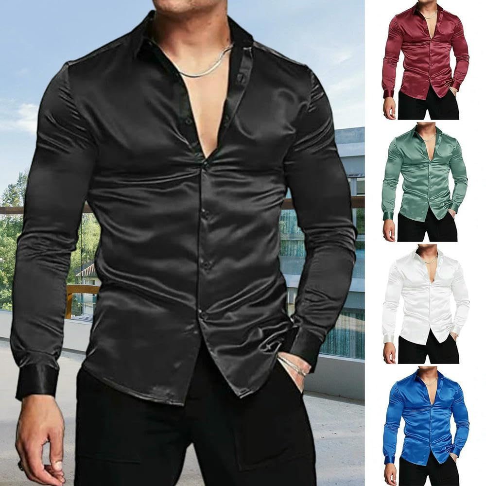 ZBDP Rosa Raso di Seta di Lusso Camicia Da Uomo Slim Manica Lunga Smoking Camicia Maschio Matrimonio Club Party Dance Prom Camisas