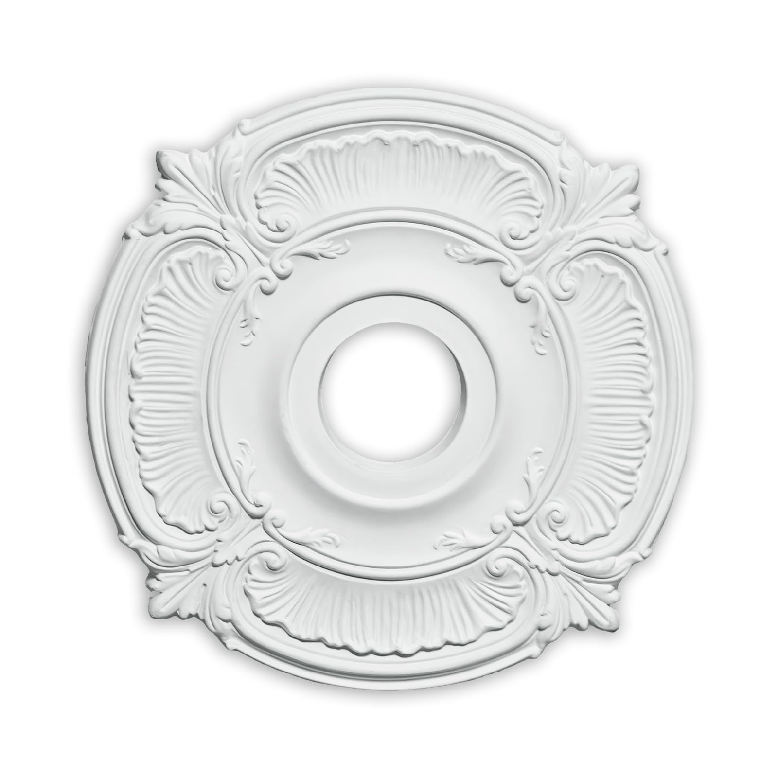 EIFHYT Primed Urethane Ceiling Medallion for Light Fixtures and Ceiling Fans, 18"OD x 4"ID x 1-1/8"P (Fits Canopies up to 7-3/4") White. — Amazon image 2