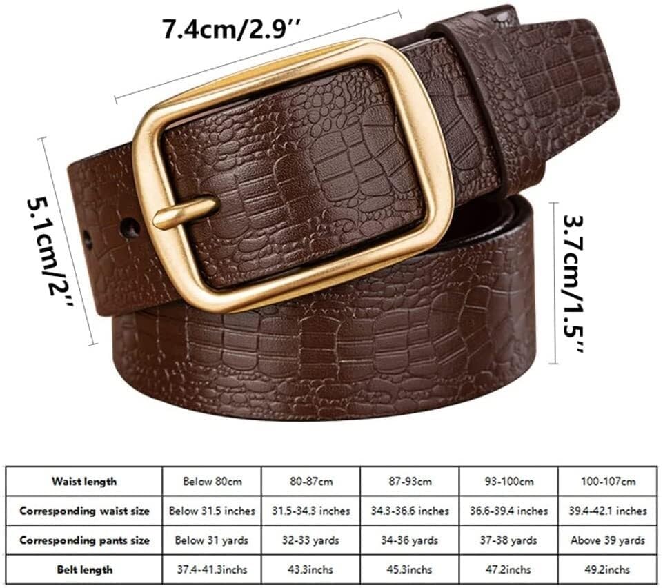 Classic Crocodile Pattern Leather Belt 1.5" Men's Jeans Work Dress Belt with Solid Copper Pin Buckle, Reversible Design2