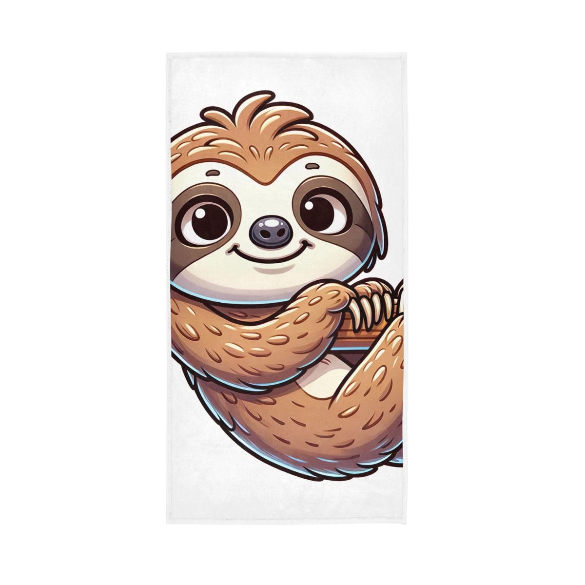 LSRCPD Cute Cartoon Sloth White Hand Towels, Multipurpose Lightweight Towels for Bathroom, Gym, Hotel, Spa 15 x 30 Inches