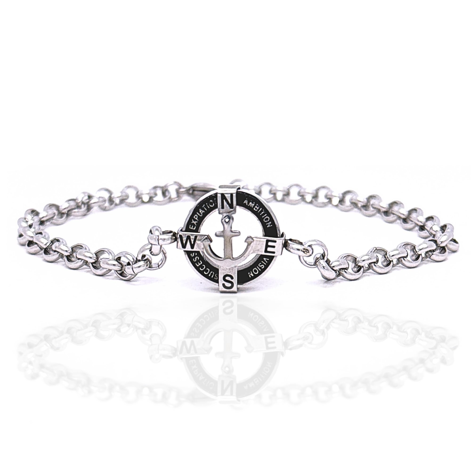 Bracciale Uomo Ancora e Bussola in Acciaio Inossidabile – Braccialetto Nautico Regolabile Elegante – Idea Regalo BCC3122