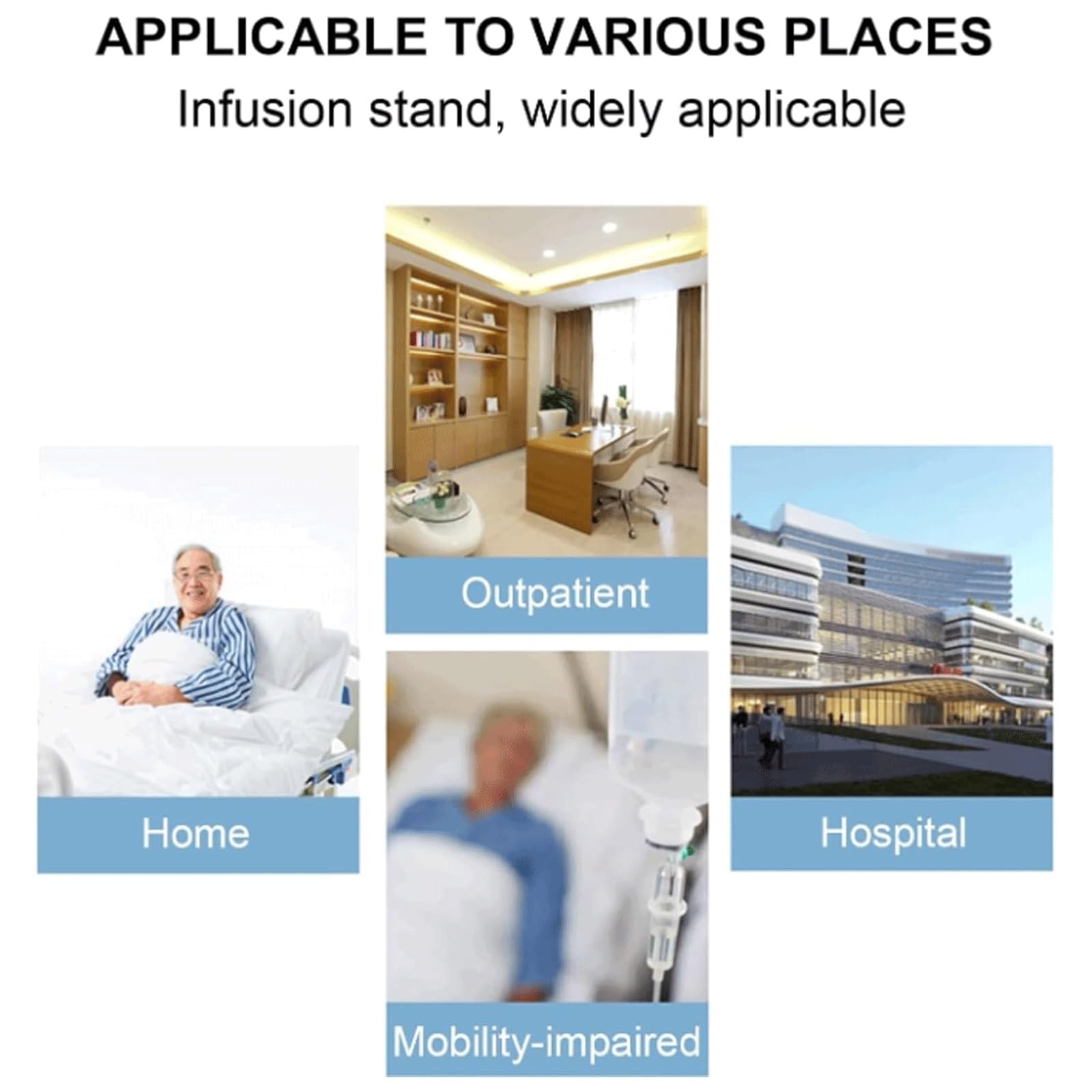 EYPKPL Supporto for flebo da Pavimento con Ruote, in Acciaio Inox, con Vassoio e Cestino portaoggetti, for Assistenza domiciliare, ospedali, cliniche