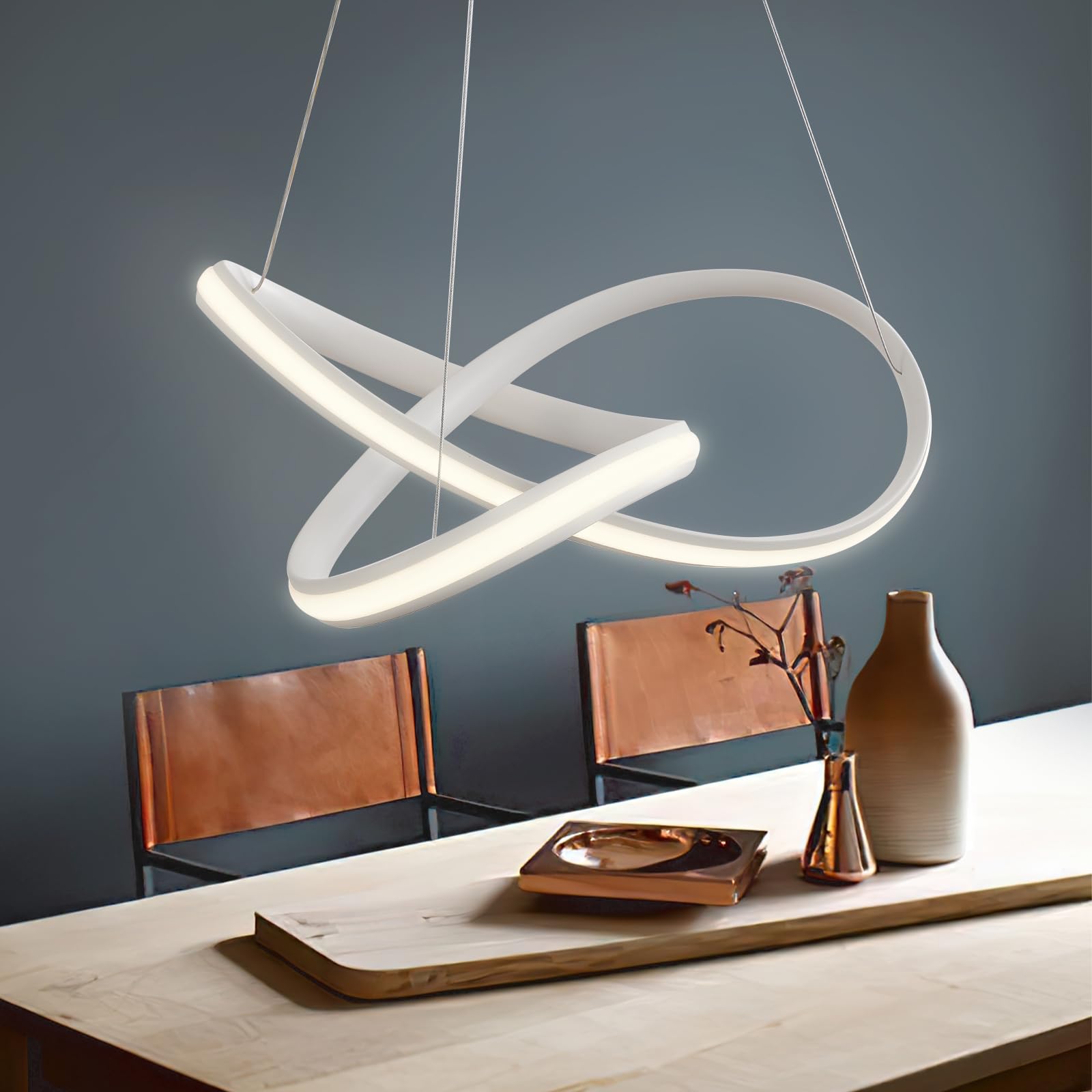 Lampadario Soggiorno, Lampada a Sospensione 30W 3000Lumens, Lampadari a LED Dimmerabili 3000K-6000K con Telecomando, Adatto per Sala da Pranzo, Soggiorno, Camera da Letto, Ufficio, ecc.