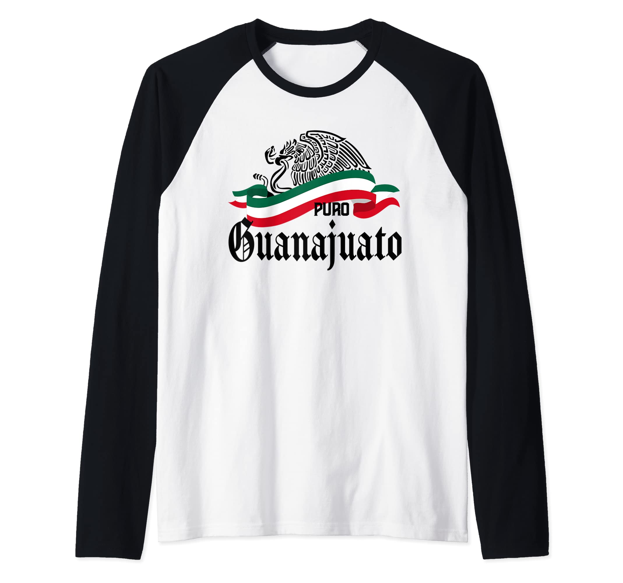 Guanajuato Mexico: Puro Guanajuato Eagle Flag Raglan Baseball Tee