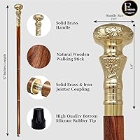 Vista 6 de Vintage Brass Handle Victorian Telescope Fold able Wooden Walking Stick, Walking Cane with for Men & Women, Fancy Canes, Ideal Gift