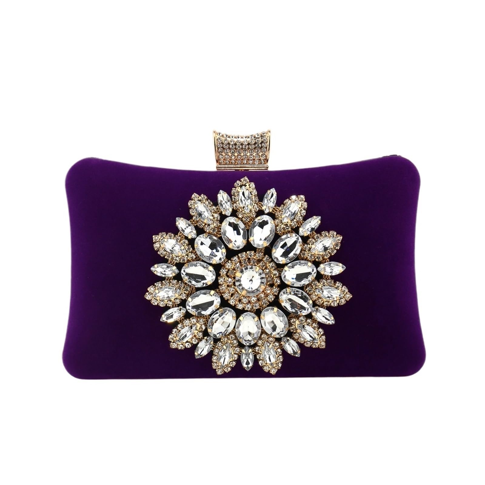 Borse da sera da donna di colore nero, borse da festa in velluto, borse a mano con strass floreali, pochette for eventi, banchetti, diamanti puri Per Balli di Fine Anno, Matrimoni