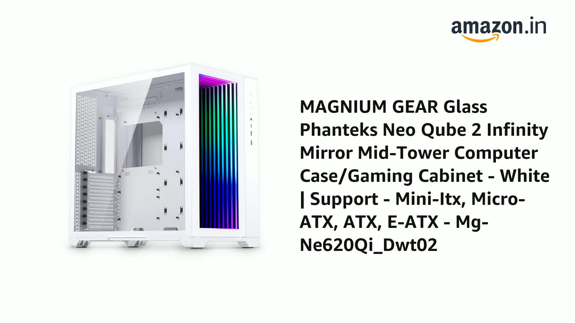 MagniumGear (MG-NE620QI_DBK02) NEO Qube 2 IM, Dual Chamber ATX Mid-Tower, Digitaal-RGB Infinity Spiegel Voorpaneel, Front I/O USB Type C, Gehard Glas Panelen, Zwart