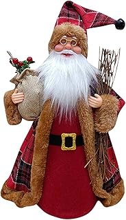 Santa Claus Xmas Tree Topper - Handmade Santa Figurine Ornament Decoration for Christmas Tree, Holiday Party Decor