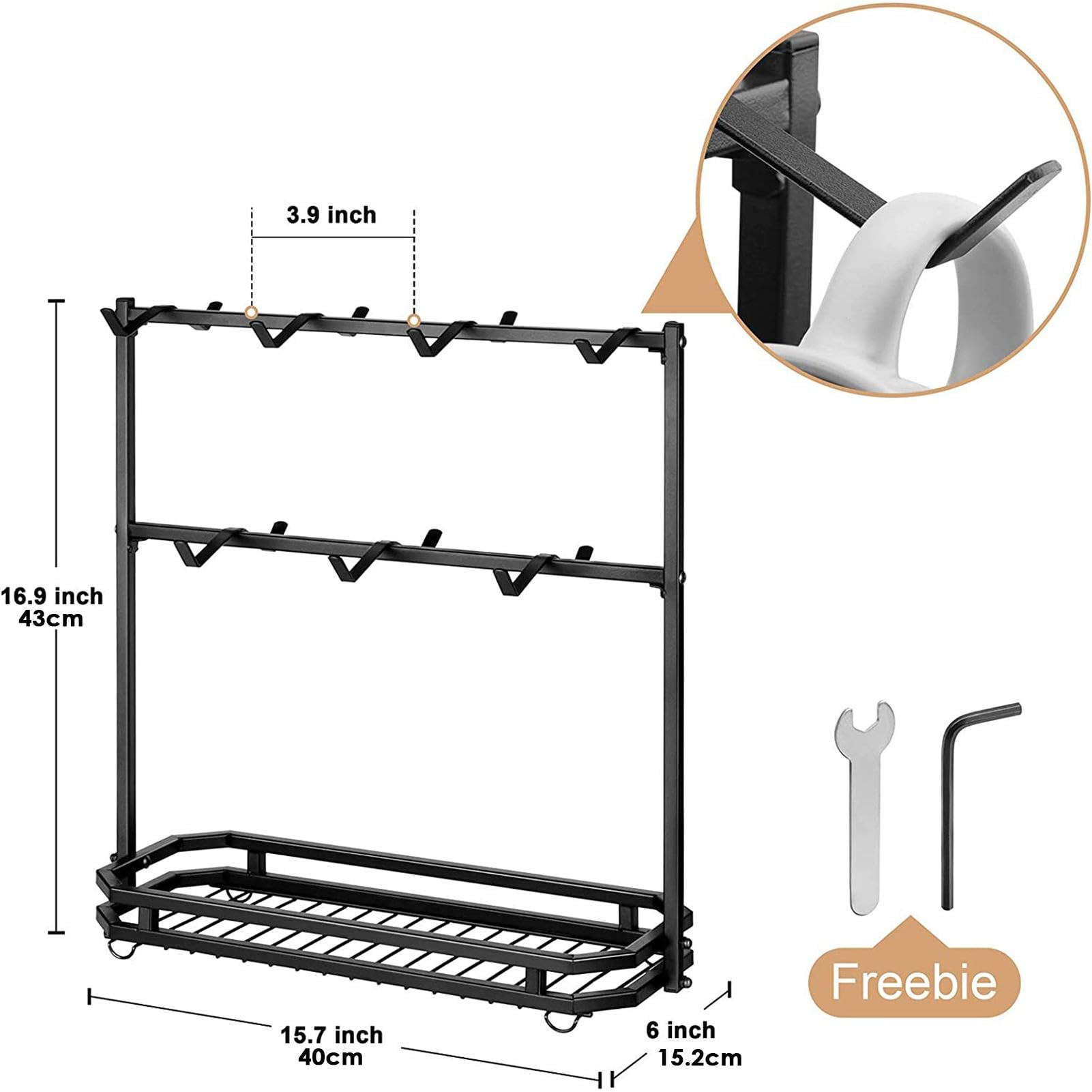 Supporto Per Tazze Organizzatore Per Bicchieri D'Acqua Con 14 Ganci | Supporto Organizzatore Per Tazze Da Tè Per Auto Armadio Parete Cucina Bancone Scrivania Barca Caffè Tavolo Da Pranzo