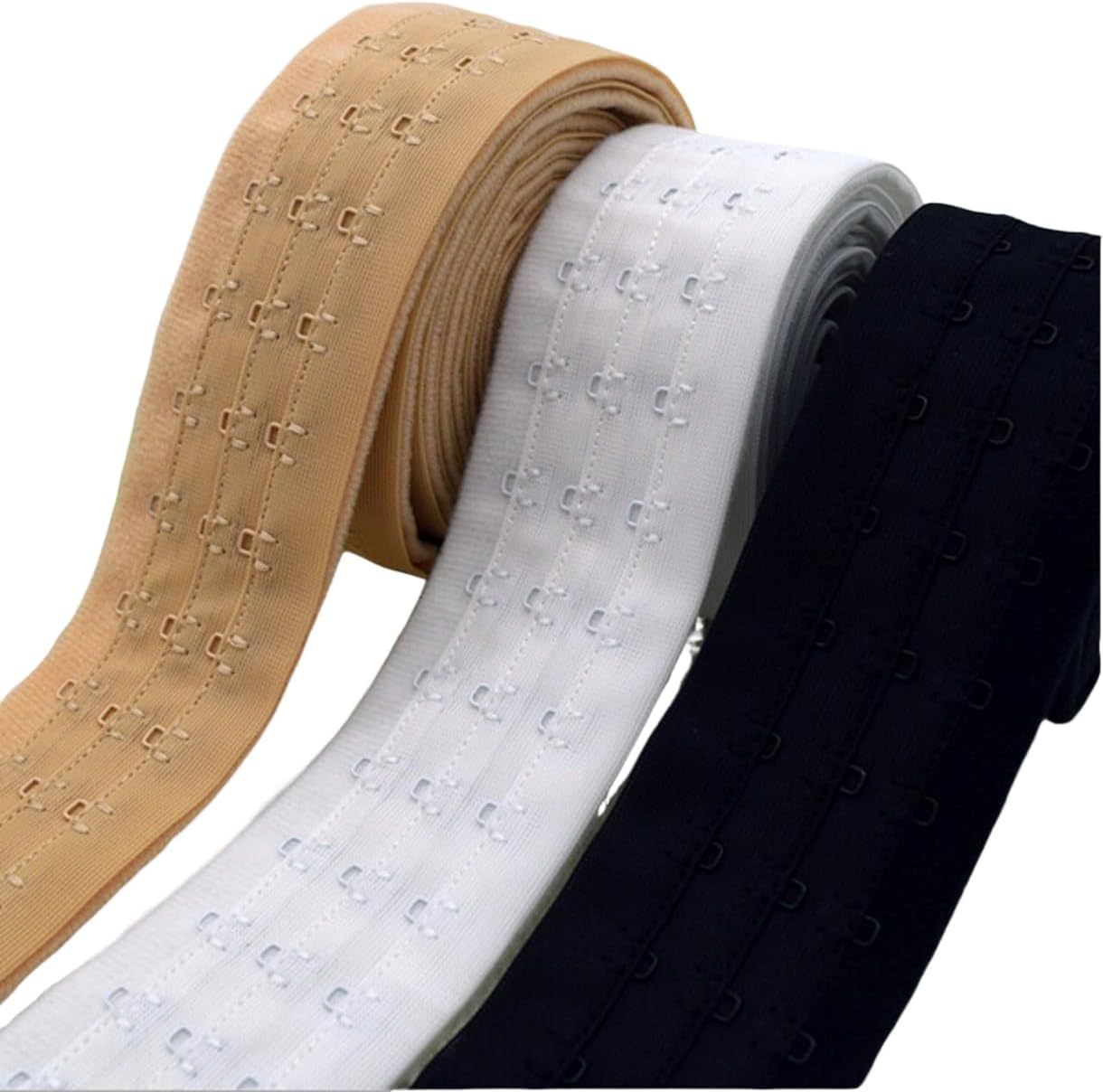 (3 Color Bra Extender 3 Rows Underwear Clips Shaper Hook & Eye Tape DIY Handmade Sewing Crafts Clothing Accessories，1 Meter per color