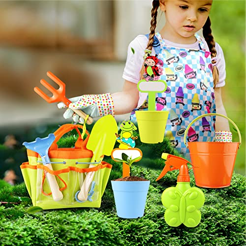 Megawodar Kids Gardening Toy with 12pcs Children Garden Tools in Gift Box for Boy and Girl's