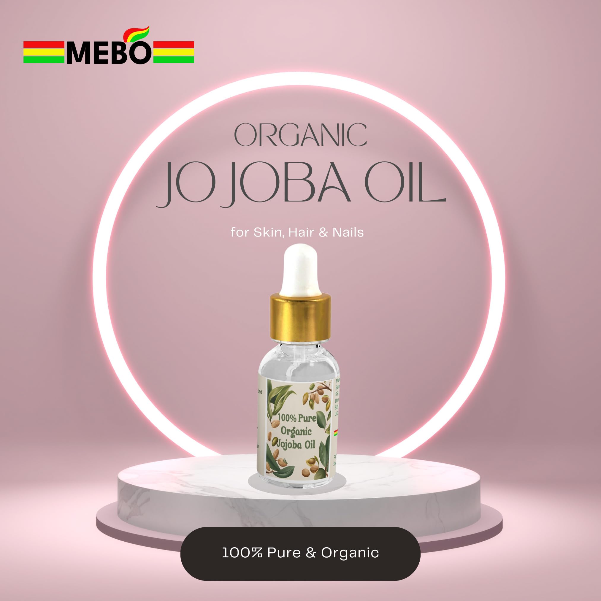 MEBO Organic Jojoba Oil 35ml, 100% Pure & Natural Cold-Pressed Oil for Skin Hair & Nails, Deep Hydration, Anti-Aging - Image 3