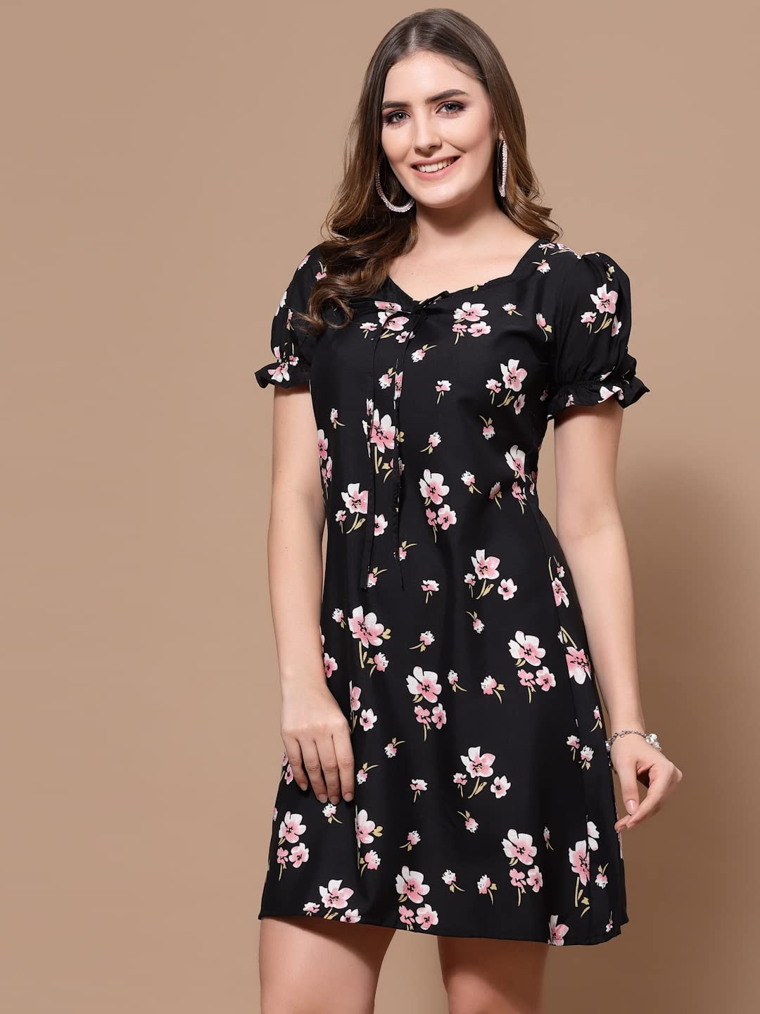 Oomph Dress For Women Stylish| Summer Vacation Style |Floral Print Puff Sleeve Dress | Lightweight Flared Maxi For Casual & Holiday Wear