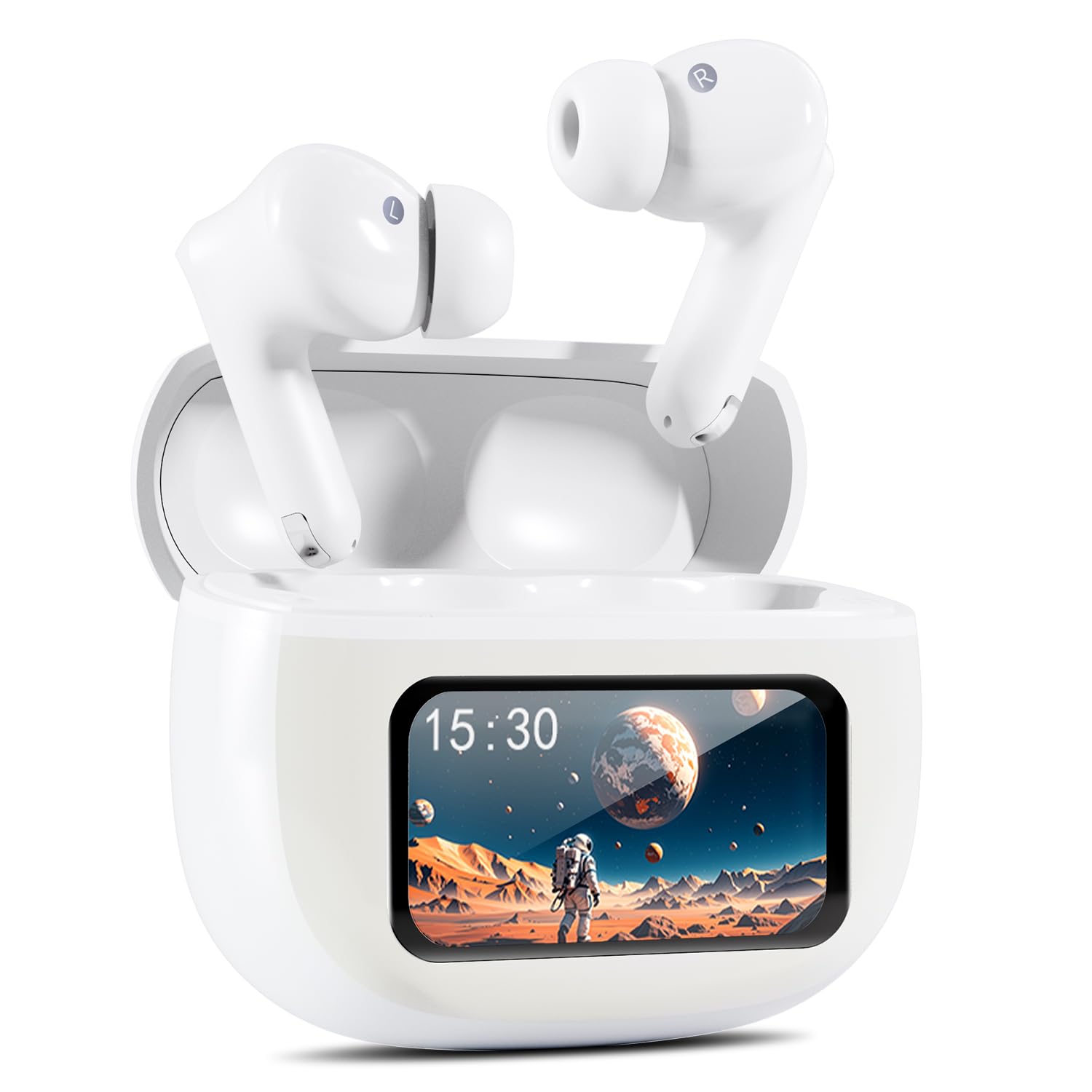 ホワイト Bluetoothイヤホン LEDディスプレイ 楽天市場】Bluetooth イヤホン ブルートゥースイヤホン ワイヤレス