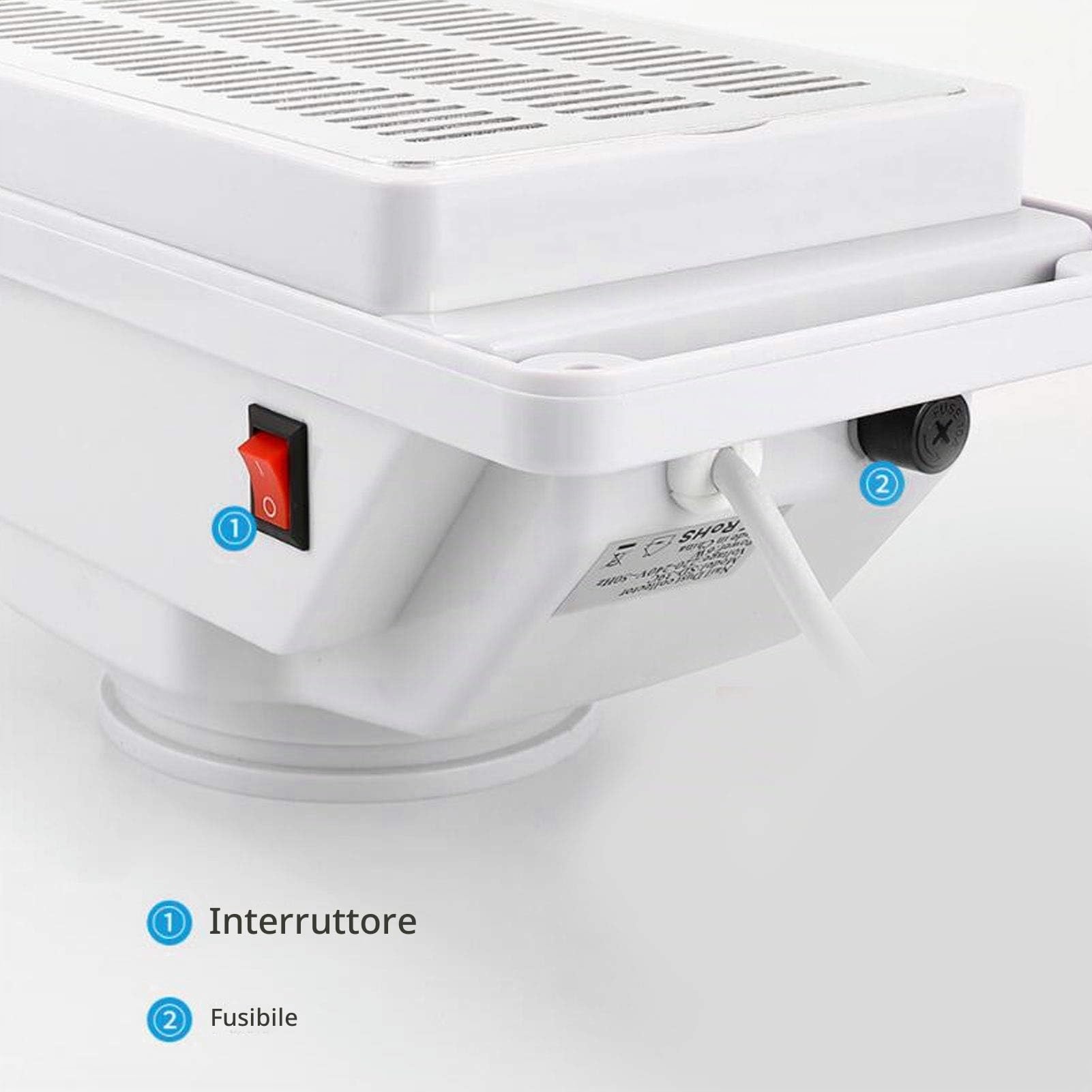 6W Aspirapolvere per unghie da tavolo silenzioso Strumento per pedicure per manicure Dispositivo per collettore di polveri per unghie con ventola per salone per unghie professionale Bianco(EU)
