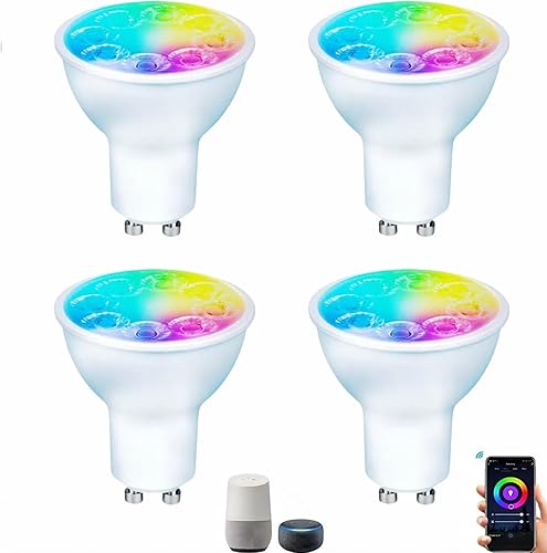 Miniatura 9 de Bombillas LED inteligentes Gu10 regulables que cambian de color, RGB Gu10, bombilla LED WiFi y Bluetooth funciona con Alexa Google, ajustable 16
