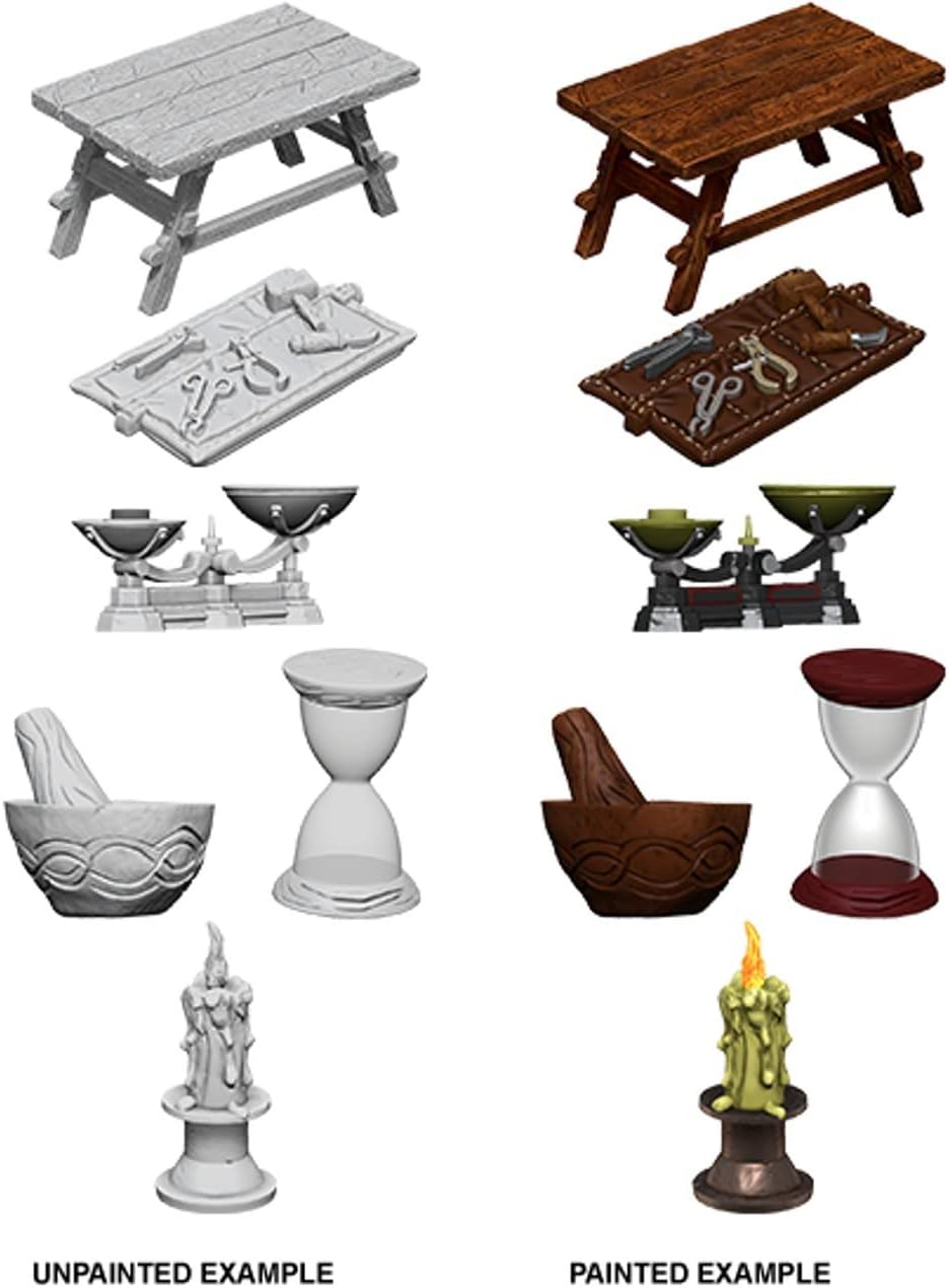 WizKids Deep Cuts Unpainted Miniatures Terrain: Wave 5: Workbench & Tools