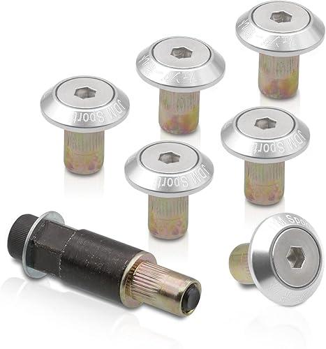 AJP Distributors Universal JDM Sport 6 piezas M8 Motor Bay CNC Billet Aluminio Dress Up Fender Washer Tornillo hexagonal Tornillo Tuerca Anclaje