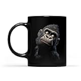 MOONARTPOD Funny Gorilla Face Mug for Animal Lovers – Realistic Silly Gorilla Head on Black Background – Cute and Hilarious Gift for Men Women, 11oz 15oz Coffee Cup