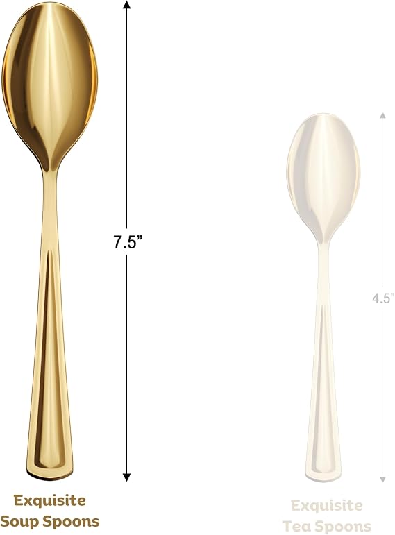 Exquisite Gold Plastic Spoons Heavy Duty 120 Pieces Gold Plastic Silverware Heavy Duty Disposable Silverware Set, Disposable Spoons Eating Utensils Sets Flatware Set For Parties & Events