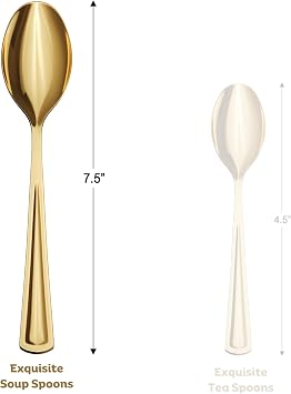 Exquisite Gold Plastic Spoons Heavy Duty 120 Pieces Gold Plastic Silverware Heavy Duty Disposable Silverware Set, Disposable Spoons Eating Utensils Sets Flatware Set For Parties & Events