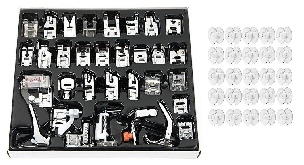 ZENITH 42 Pieces Presser Foot Kit & 25 Transparent Bobbins