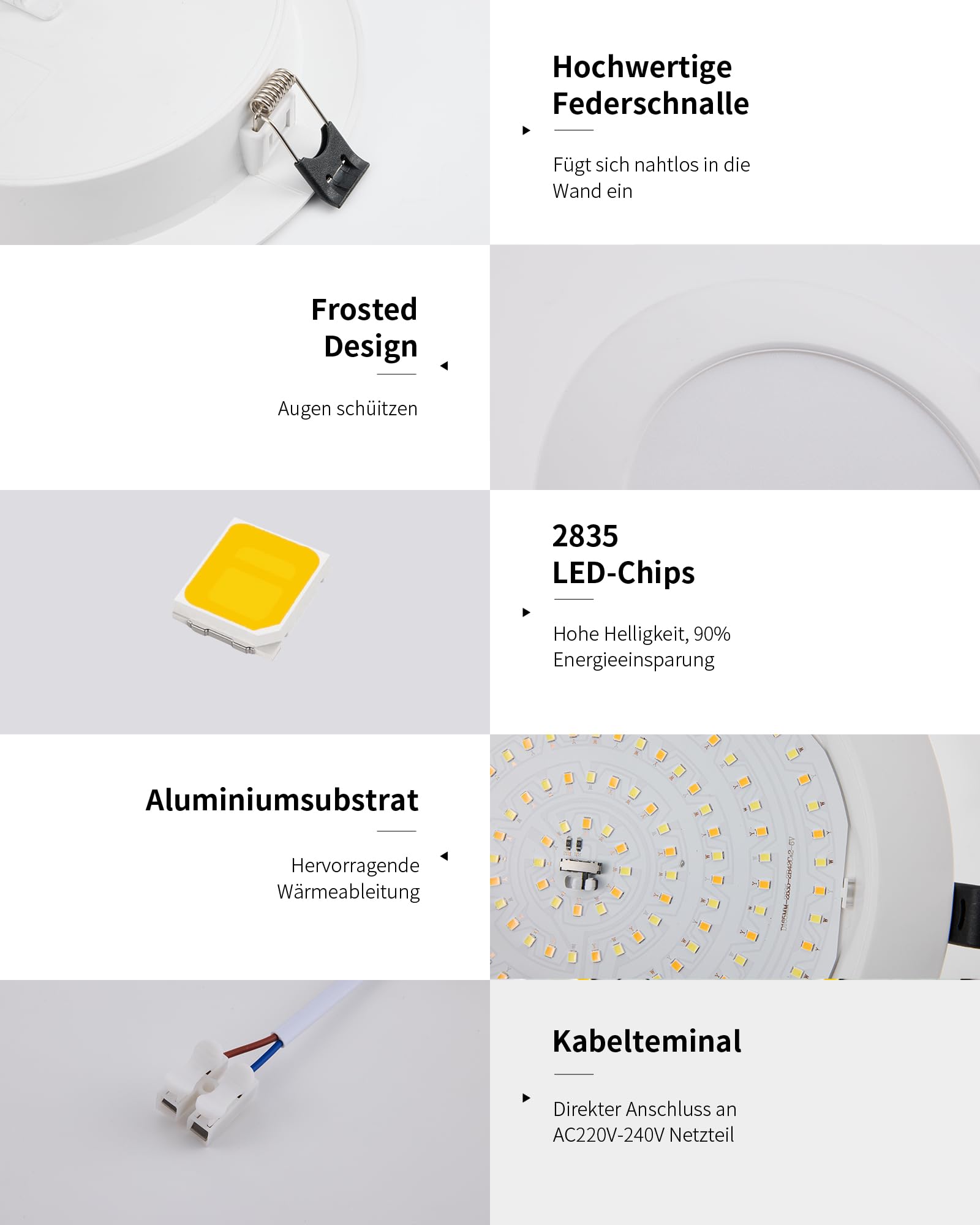 6 Stück LED Deckenleuchte Dimmbar 24W 3CCT 2200lm Ausschnitt Ø185-210mm | Grebeam IP44 LED Einbaustrahler 190mm Ultra Slim Einbautiefe 30mm Warmweiß/Neutralweiß/Kaltweiß für große Räume und Büro