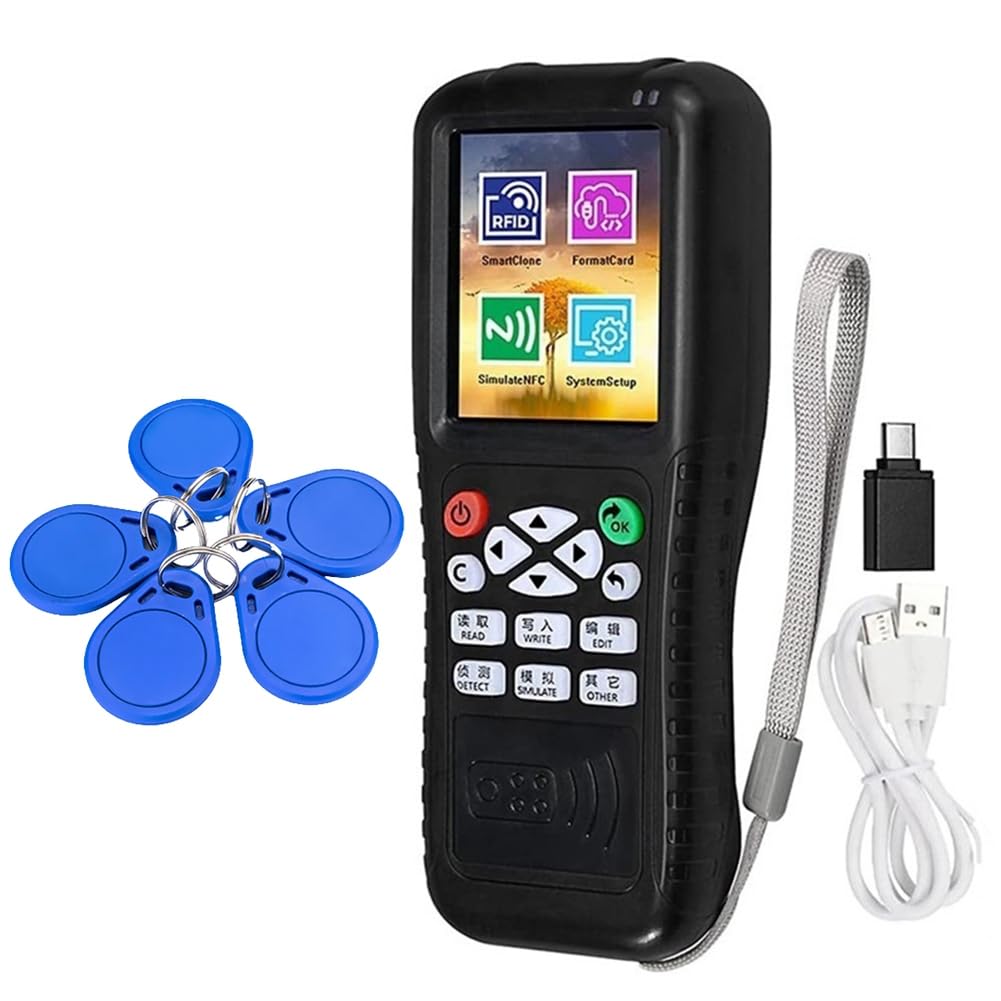 Gosera X100 RFID NFC Smart Card Reader Writer +5XCUID Keychain RFID Duplicator ID IC Card Programmer Encrypted Key Copier