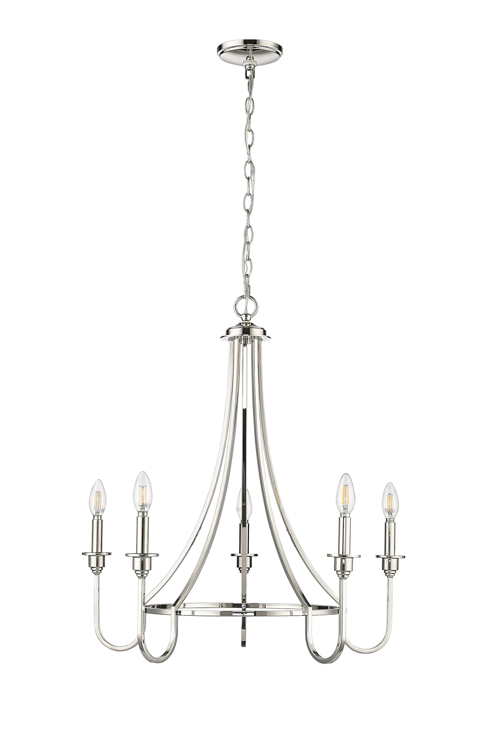 Photo 1 of ML Lighting 12206-PN Artemis 6-Light Chandelier Ceiling Light in Polished Nickel Finish