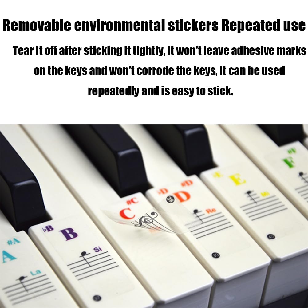 Klavier Keyboard Noten Aufkleber für 88/76/61/54/49/37 Tasten Farbige Klavieraufkleber für Keyboards Piano Kinder Lernen Anfänger