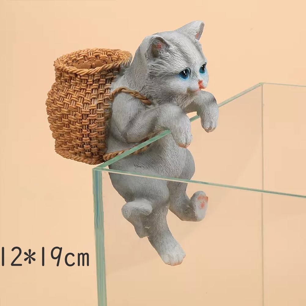 Amazon.co.jp: REDICE アクアリウム 水槽 オブジェ 置物 猫釣り像 樹脂